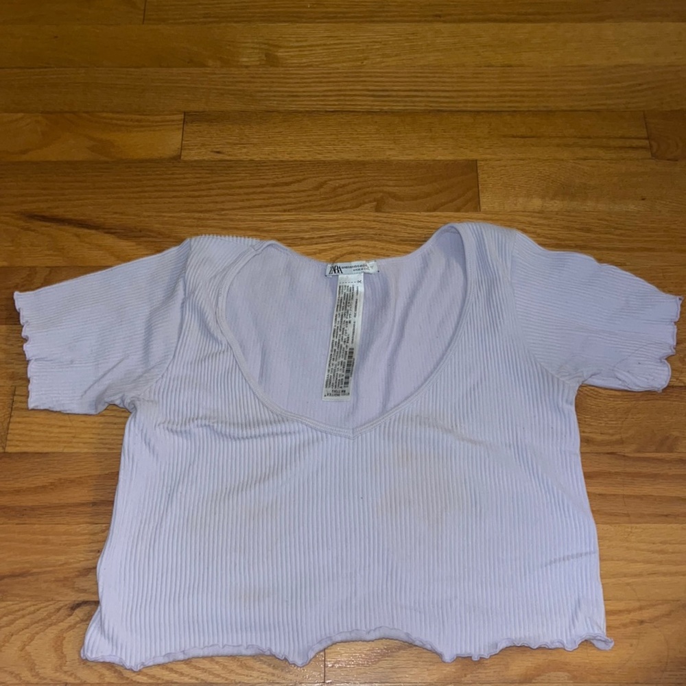 Zara lavender short sleeve cropped top